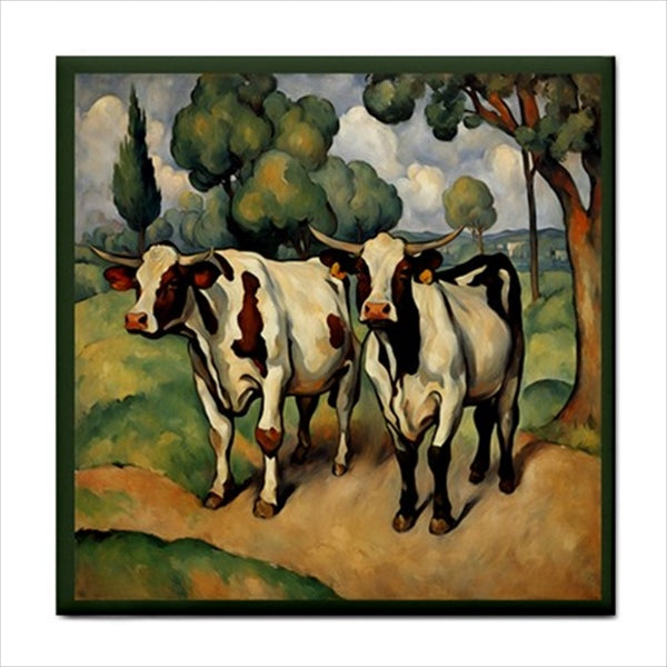 Cattle Cows Ceramic Tile Decorative Backsplash 4.25 Inches Ceramic Tile