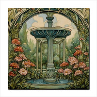 Fountain Art Nouveau Ceramic Tile Decorative Backsplash 4.25 Inches