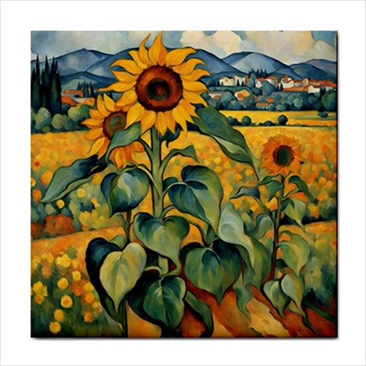 Sunflowers Ceramic Tile 4.25 Inches art Art Ceramic Tile Backsplash Ceramic Ceramic Tile Flower Flower Art Flowers Home Decor Tile Ceramic Tile