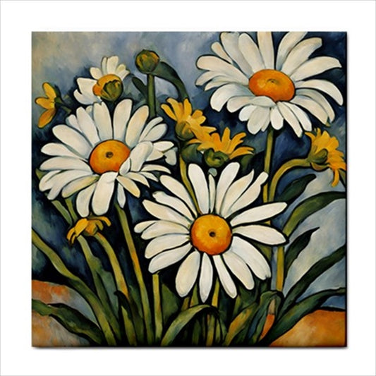 Daisies Ceramic Tile 4.25 Inches art Art Ceramic Tile Backsplash Ceramic Ceramic Tile Flower Flower Art Flowers Home Decor Tile Ceramic Tile