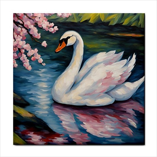 Swan Lake Ceramic Tile 4.25 Inches art Art Ceramic Tile Backsplash Bird Ceramic Ceramic Tile Home Decor Tile Ceramic Tile