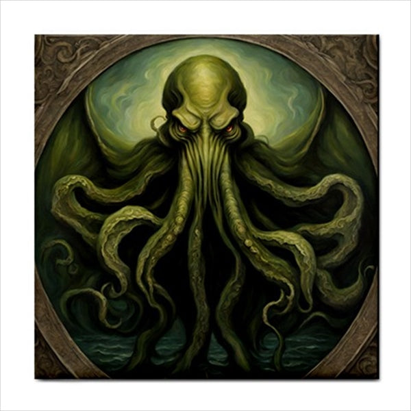 Cthulhu Art Ceramic Tile 4.25 Inches art Art Ceramic Tile Backsplash Ceramic Ceramic Tile Home Decor Tile Ceramic Tile