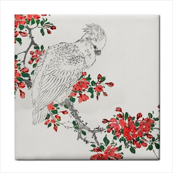 Cockatoo On Branch Ceramic Tile 4.25 Inches Ceramic Tile