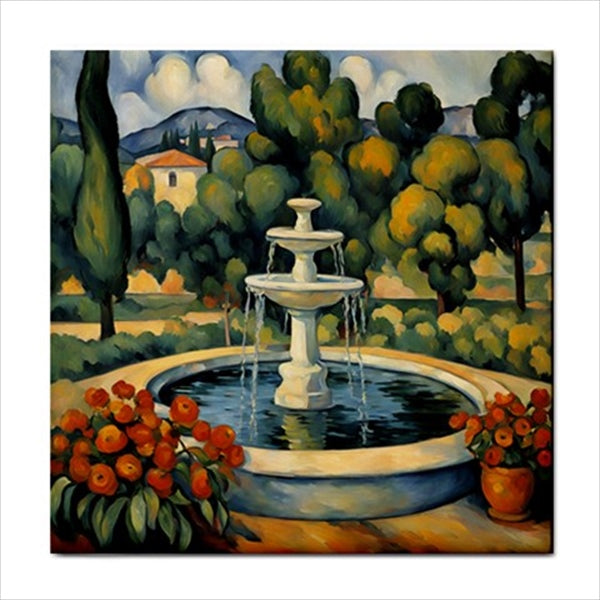 Fountain In Italy Ceramic Tile 4.25 Inches art Art Ceramic Tile Backsplash Ceramic Ceramic Tile Home Decor Tile Ceramic Tile