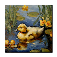 Baby Duckling In Pond Ceramic Tile 4.25 Inches