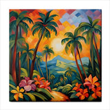 Tropical Island Palm Trees Ceramic Tile 4.25 Inches