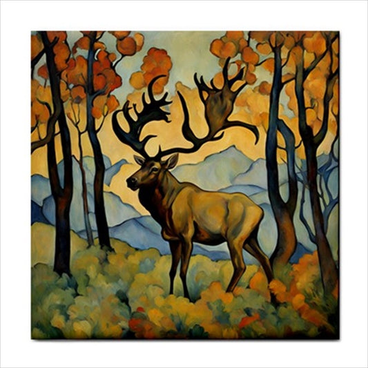 Caribou Ceramic Tile 4.25 Inches art Art Ceramic Tile Backsplash Ceramic Ceramic Tile Home Decor Tile Ceramic Tile