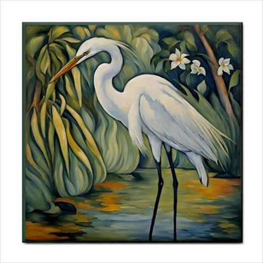 Crane Ceramic Tile 4.25 Inches art Art Ceramic Tile Backsplash Bird Birds Ceramic Ceramic Tile Home Decor Tile Ceramic Tile