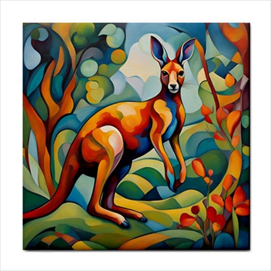 Kangaroo Ceramic Tile 4.25 Inches art Art Ceramic Tile Backsplash Ceramic Ceramic Tile Home Decor Tile Ceramic Tile