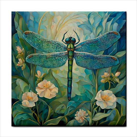 Blue Dragonfly Ceramic Tile 4.25 Inches art Art Ceramic Tile Backsplash Ceramic Ceramic Tile Home Decor Tile Ceramic Tile