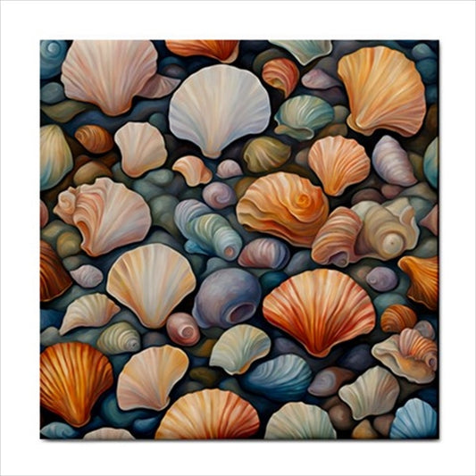 Colorful Seashells Ceramic Tile 4.25 Inches art Art Ceramic Tile Backsplash Ceramic Ceramic Tile Home Decor Nautical Seashell Tile Ceramic Tile