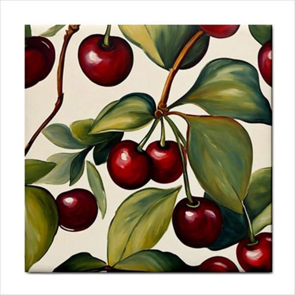 Cherries Ceramic Tile 4.25 Inches