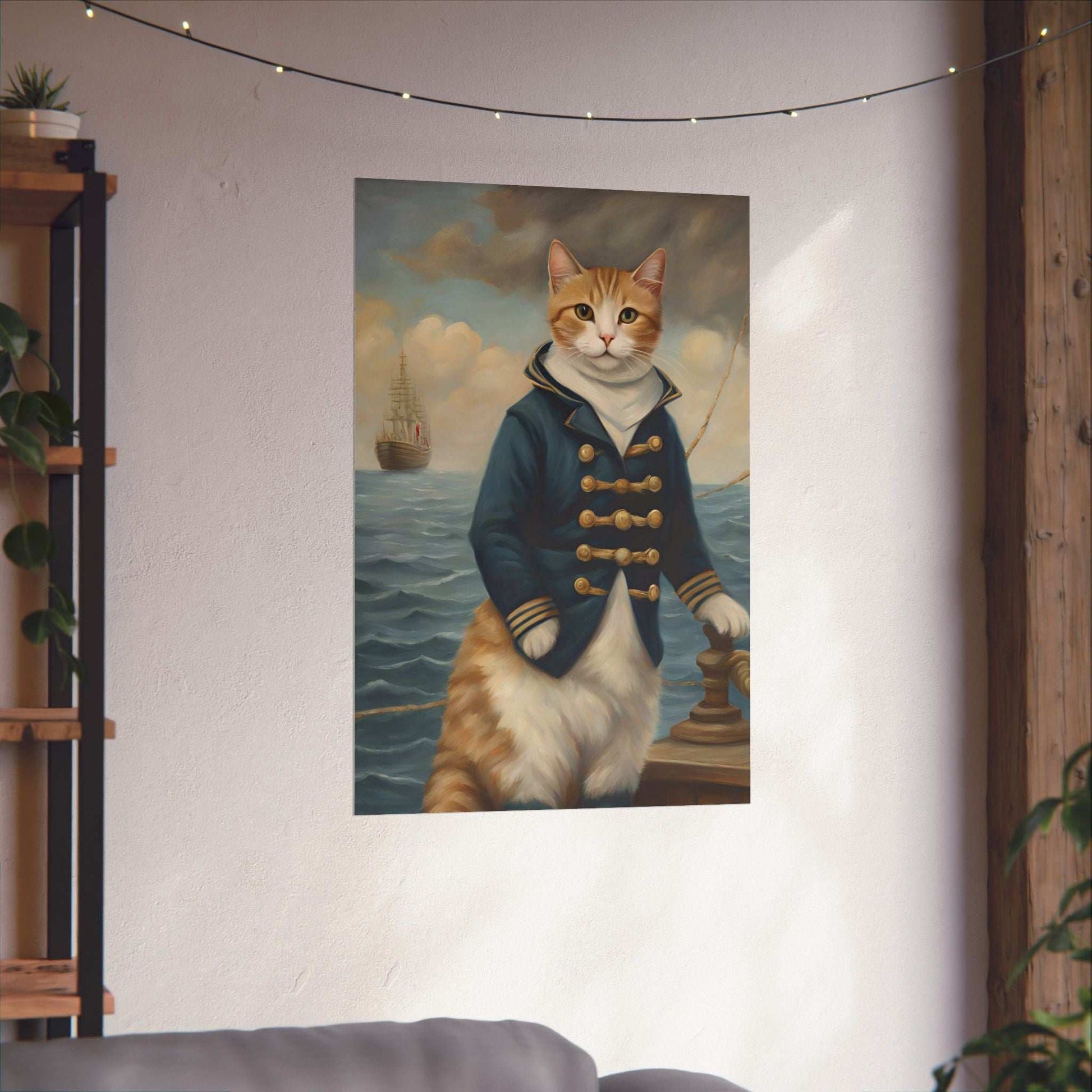 Sailor Cat Matte Poster 24x36 Inches Cat Art Poster