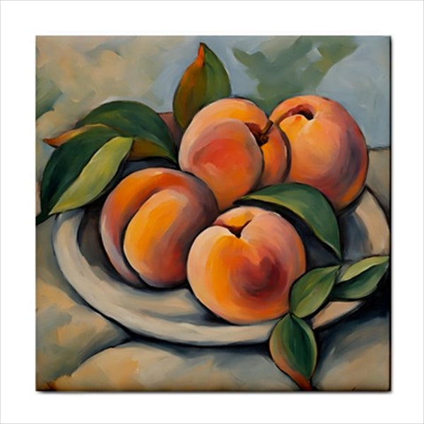 Peaches Ceramic Tile Art 4.25 Inches Ceramic Tile