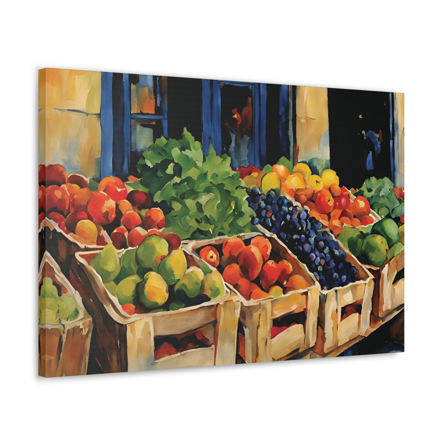 Farmer's Market Fruits Vegetables Canvas Print 30x20 Inch Wall Art Canvas