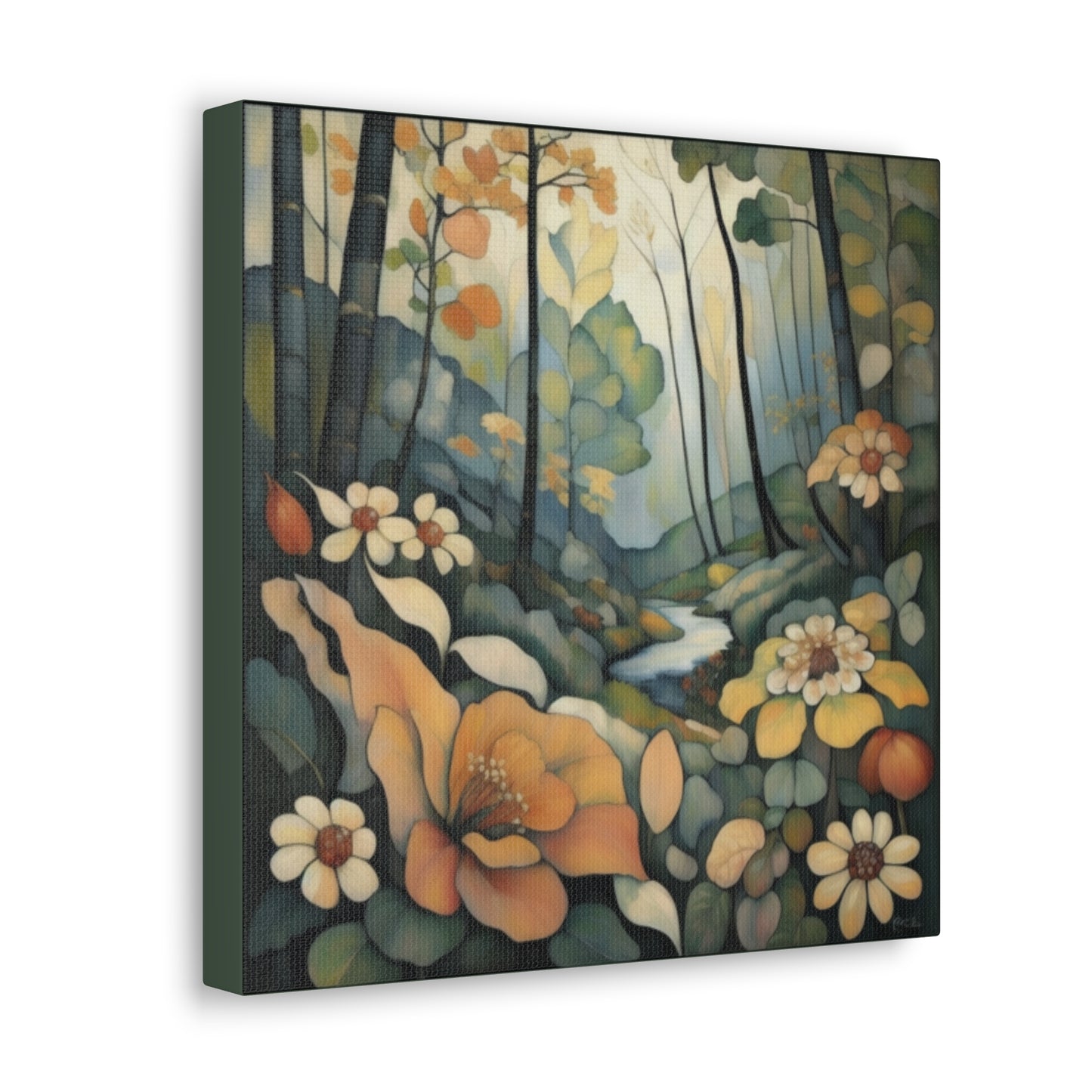 Forest Wildflowers Art Canvas Gallery Wrap Print 12x12 inch 12″ x 12″ 1.25"