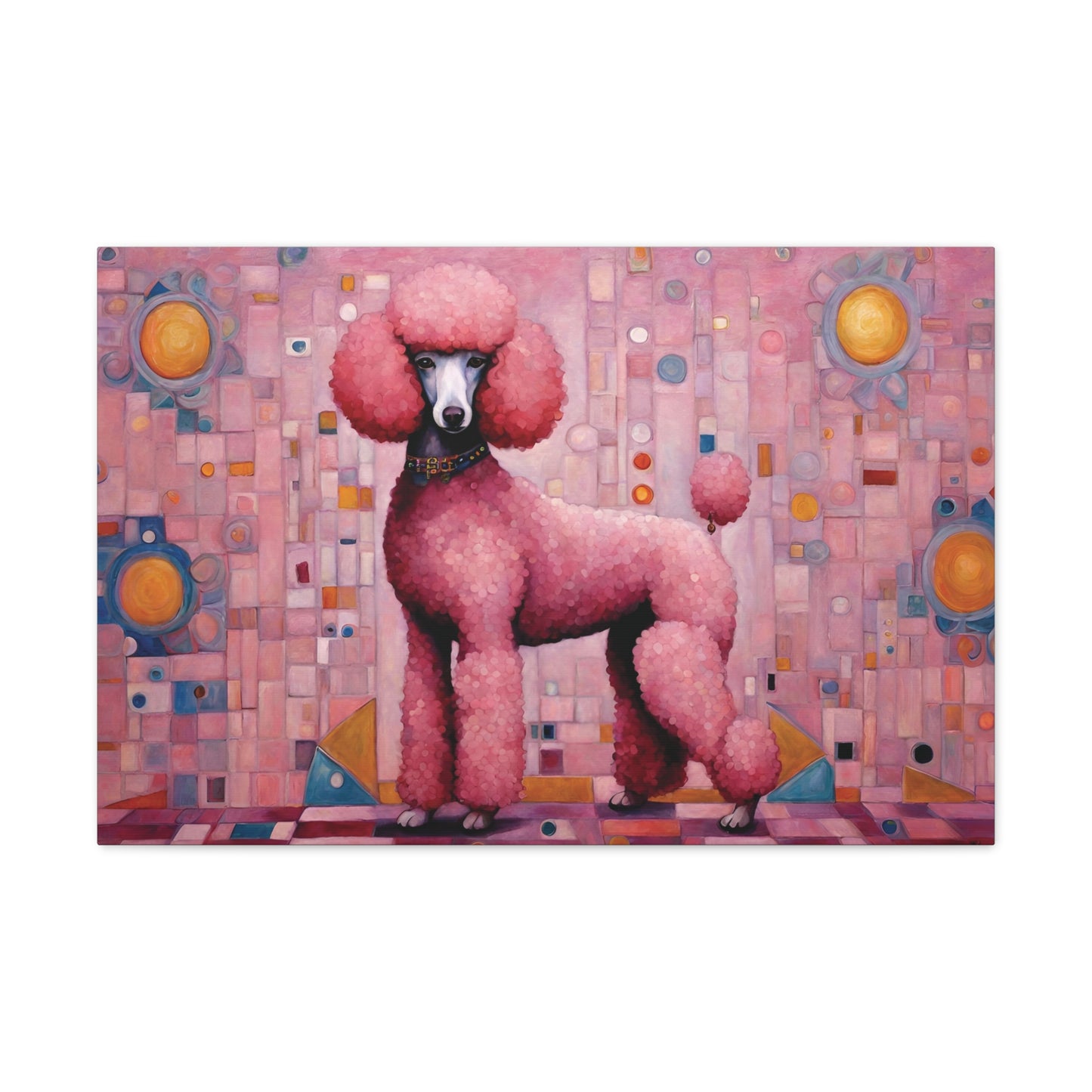 Pink Poodle Modern Art Canvas Print 30x20 Inch Canvas