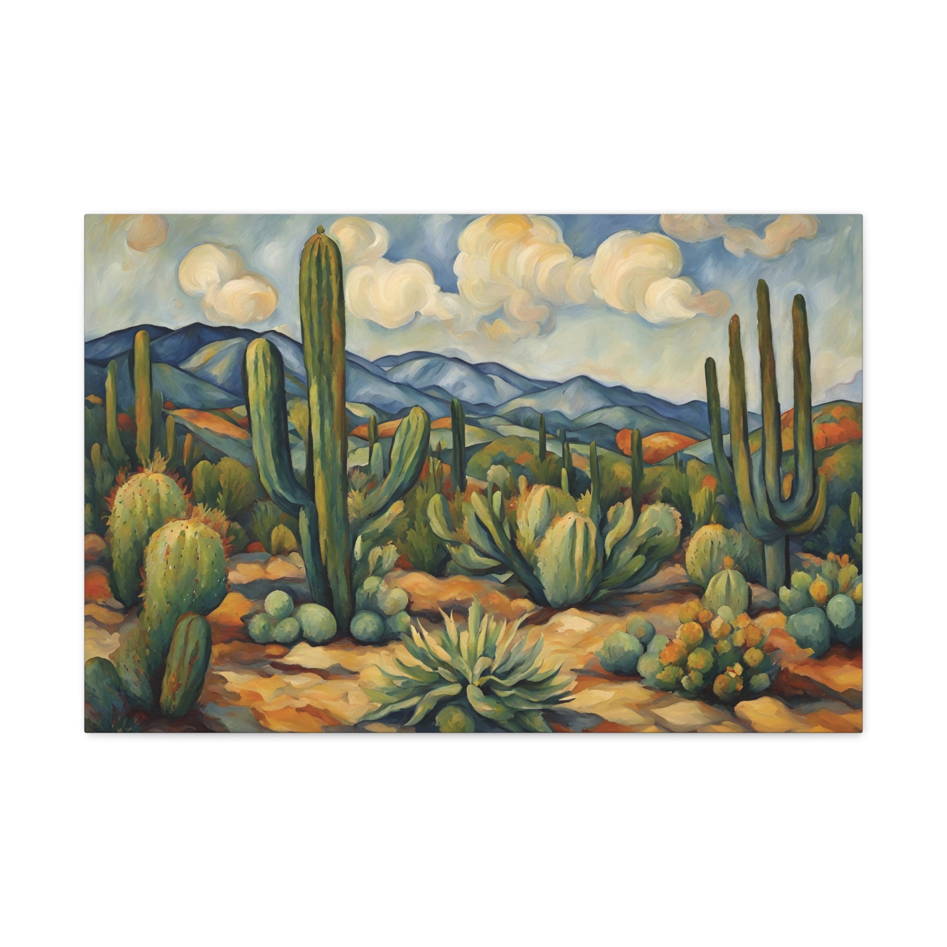 Cactus Desert Landscape Canvas Gallery Wrap 30x20 Inch Wall Art Canvas