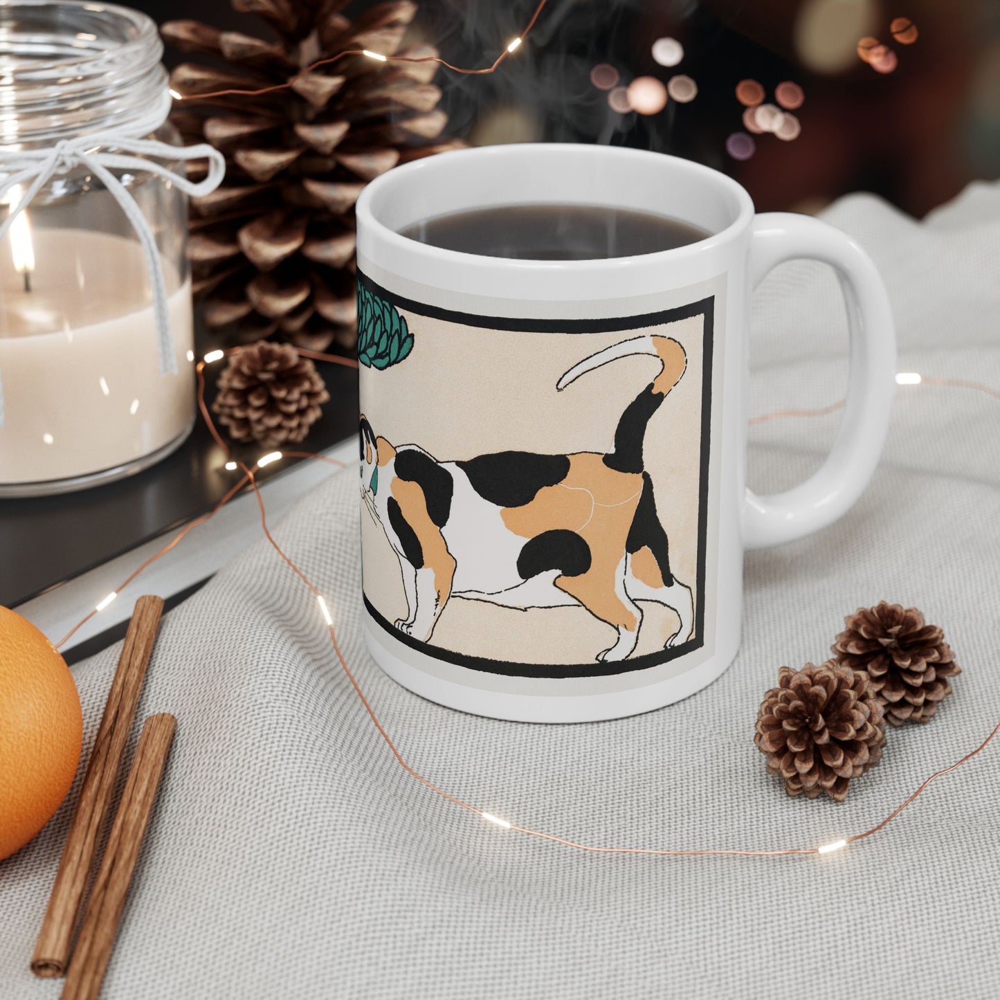 Cats Under A Tree Art Nouveau Ceramic Coffee Mug 11oz Edward Penfield Illustration 11oz cat cats Coffee Mugs Home & Living Kitchen mug Mugs Sublimation White base Mug