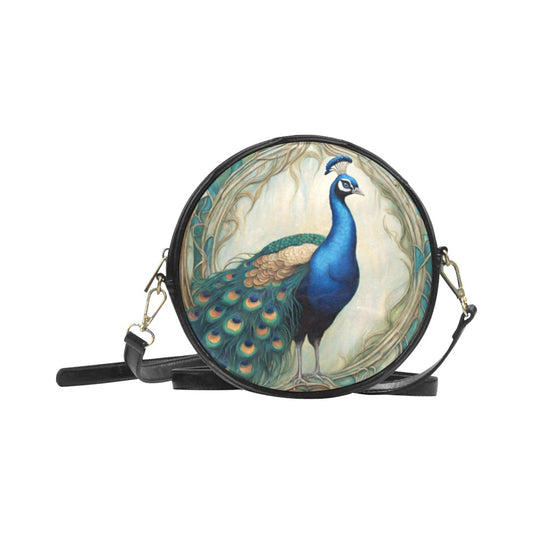 Art Nouveau Purse Peacock Flowers Round PU Leather Art Nouveau Peacock PU Leather Purse Round Purse Purse