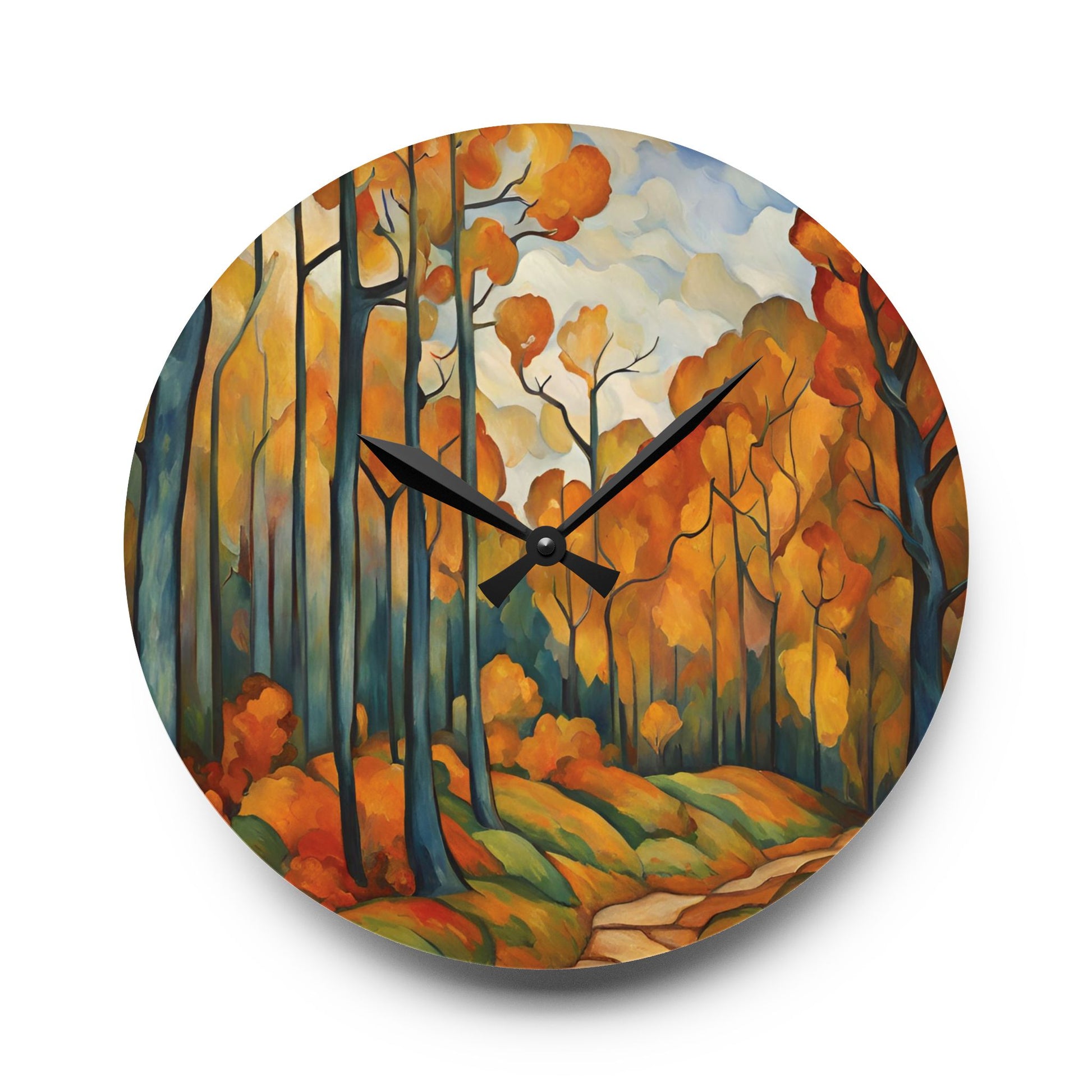 Autumn Forest Art Acrylic Wall Clock 10.75 Inches Home Decor 10.75'' × 10.75'' (Round)