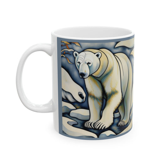 Polar Bear Ceramic Mug, Arctic Animal Coffee Cup, Wildlife Lover Gift, Nature Art Drinkware, Christmas Stocking Stuffer, Hot Cocoa Lover