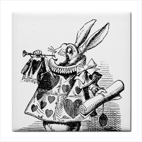 Alice In Wonderland Ceramic Tile Set Of 16 Black and White Art Tiles Ceramic Tile Set