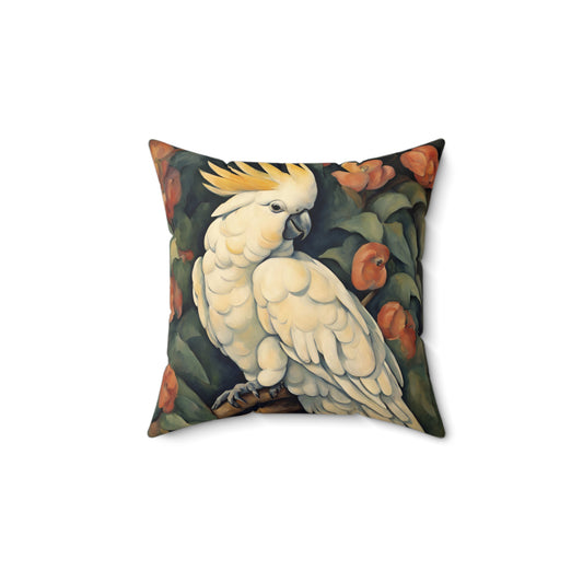 Cockatoo Art Faux Suede Square Throw Pillow for Couch Sofa Bed