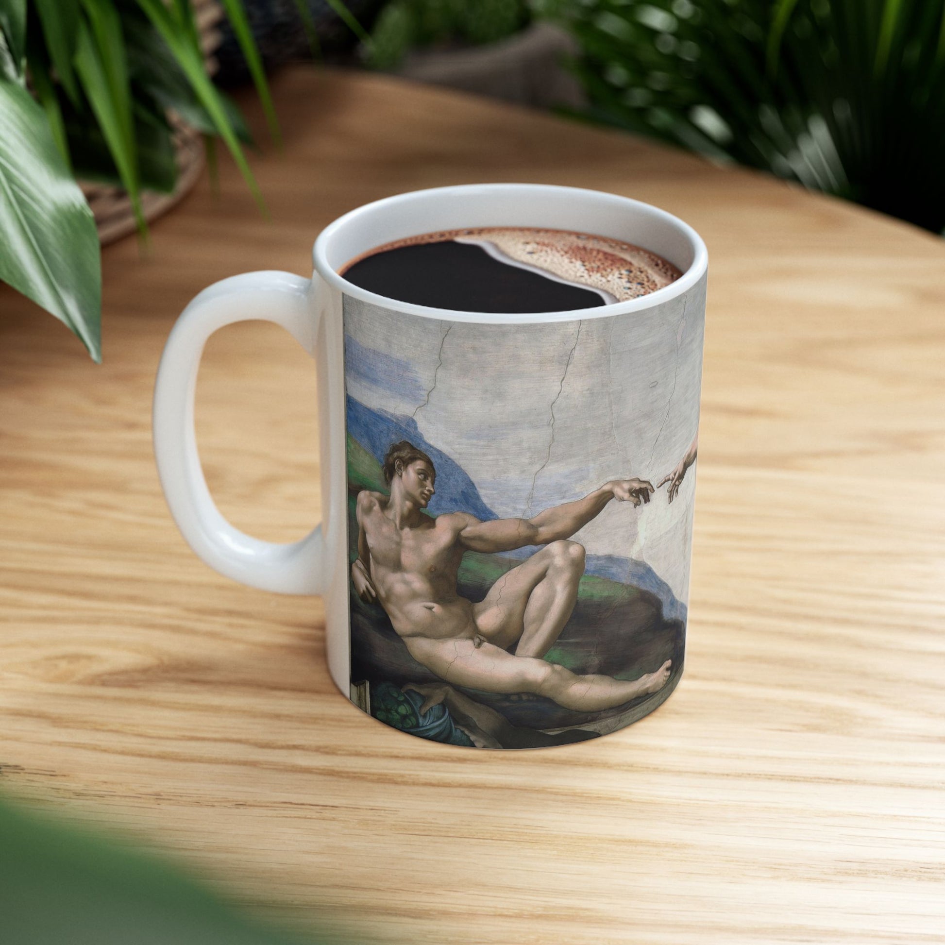 Creation Of Adam Ceramic Coffee Mug 11oz Michelangelo Renaissance Art 11oz Coffee Mugs Fall Picks Home & Living Kitchen mug Mugs Sublimation White base Mug