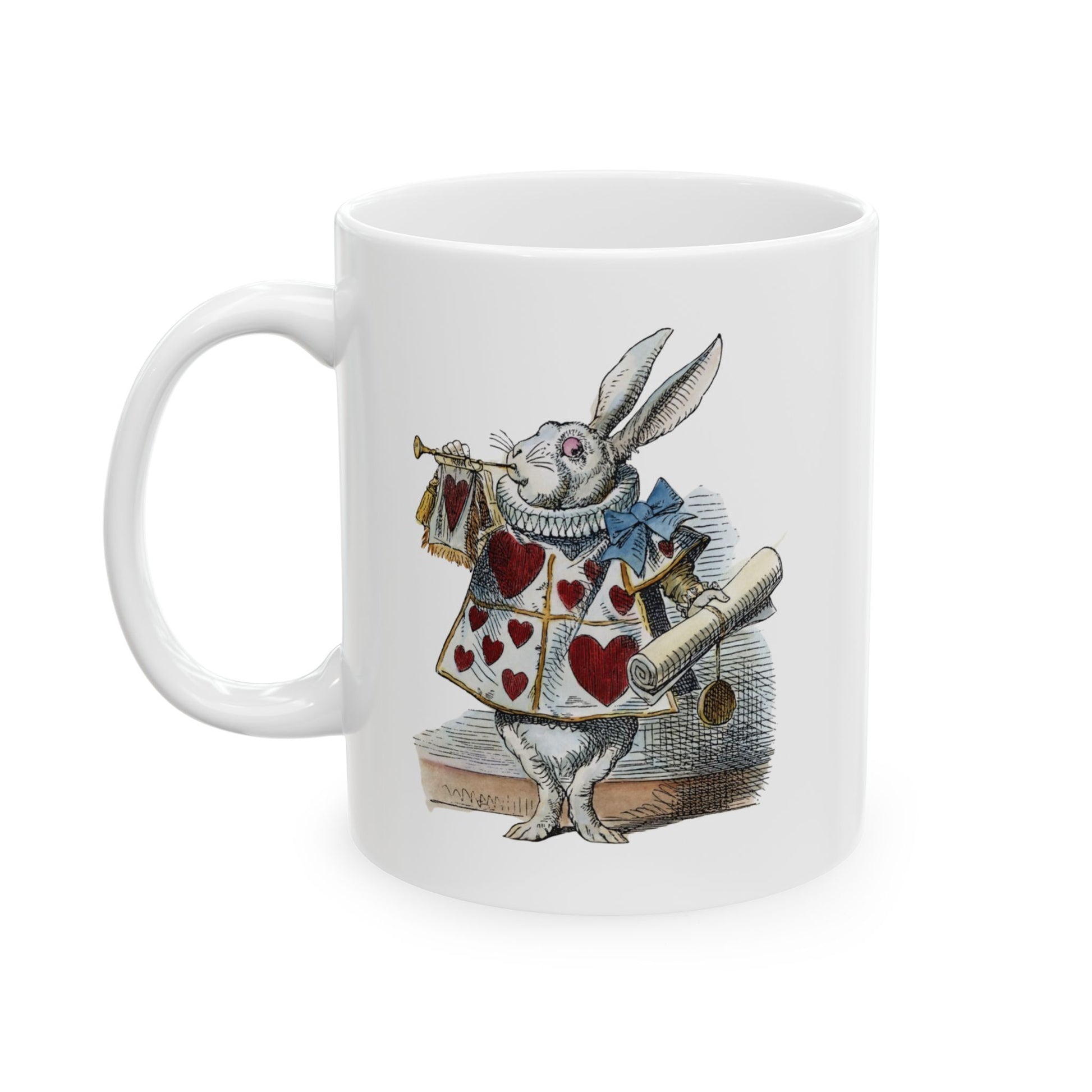 White Rabbit Herald Coffee Mug 11oz Art Ceramic Cup Mug