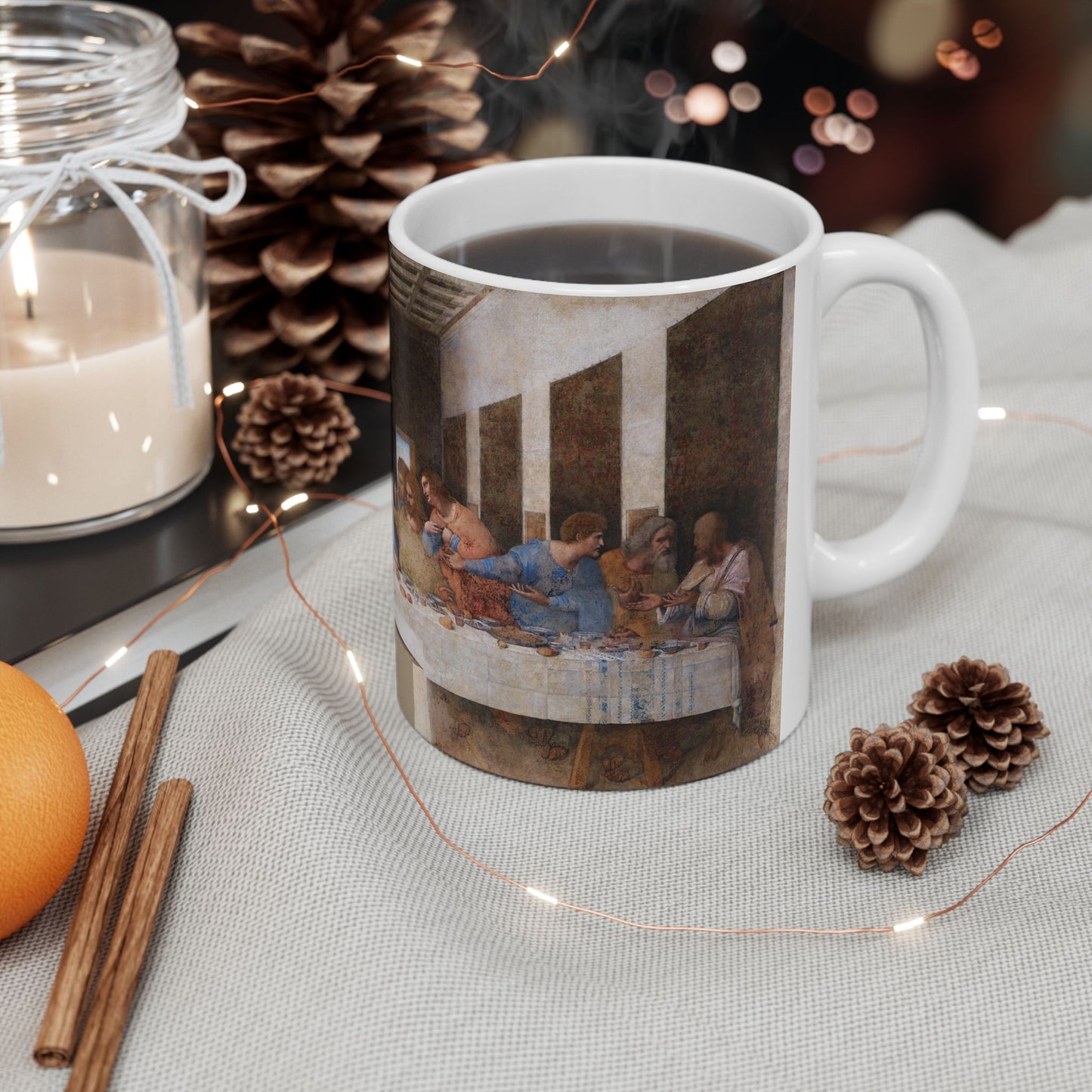 The Last Supper Da Vinci Art Ceramic Mug 11oz 11oz Coffee Mugs Holiday Picks Home & Living Kitchen mug Mugs Sublimation White base Mug