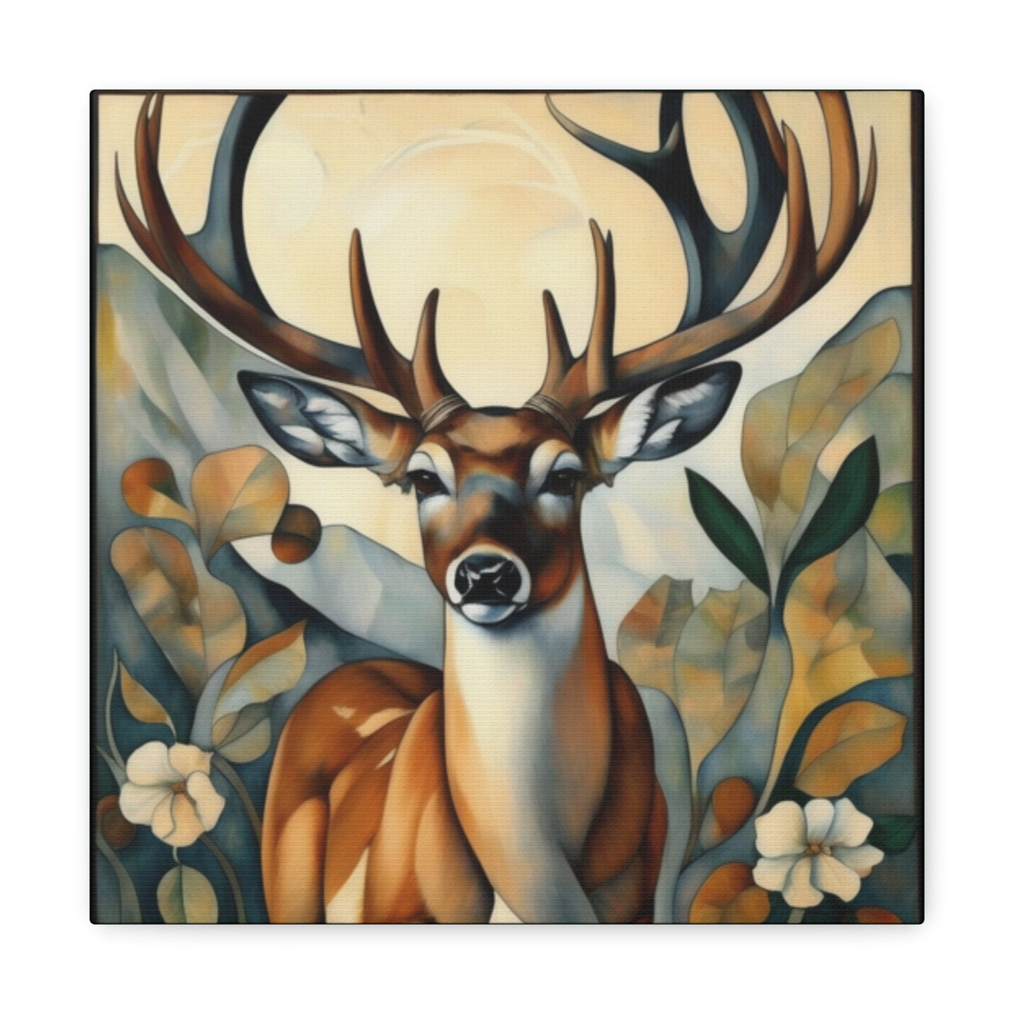 Deer Stag Art Nouveau Canvas Gallery Wrap Print 12x12 inch