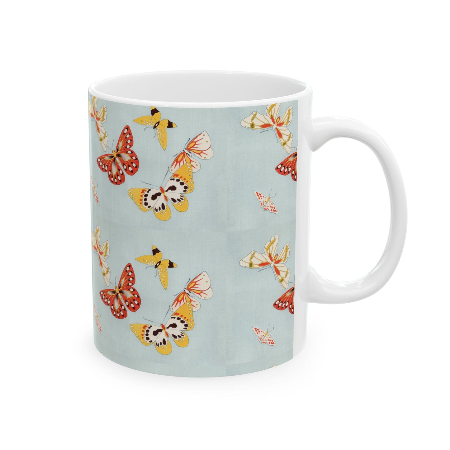 Japanese Butterflies Ceramic Coffee Mug 11oz 11oz Coffee Mugs Holiday Picks Home & Living Kitchen mug Mugs Sublimation White base Mug