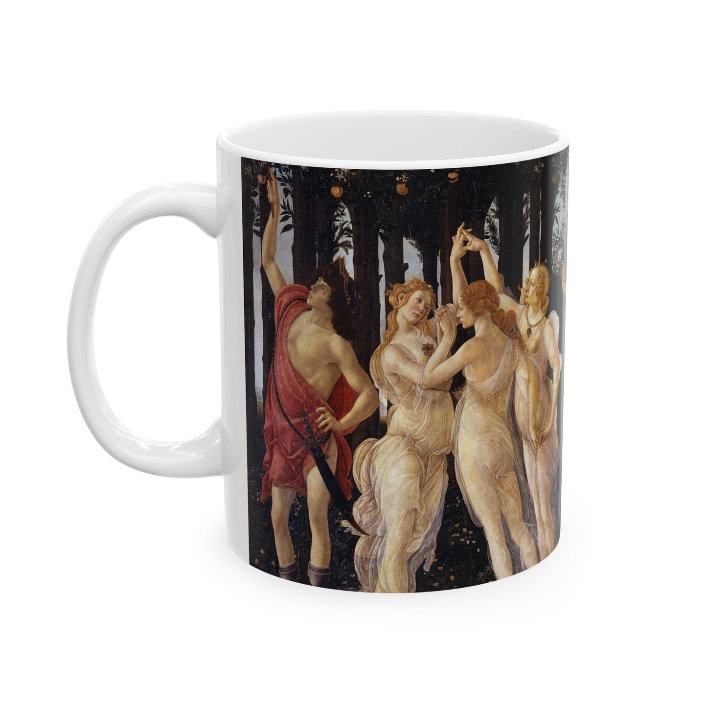 Primavera Three Graces Botticelli Art Ceramic Coffee Mug 11oz 11oz Coffee Mugs Home & Living Kitchen mug Mugs Sublimation White base Mug