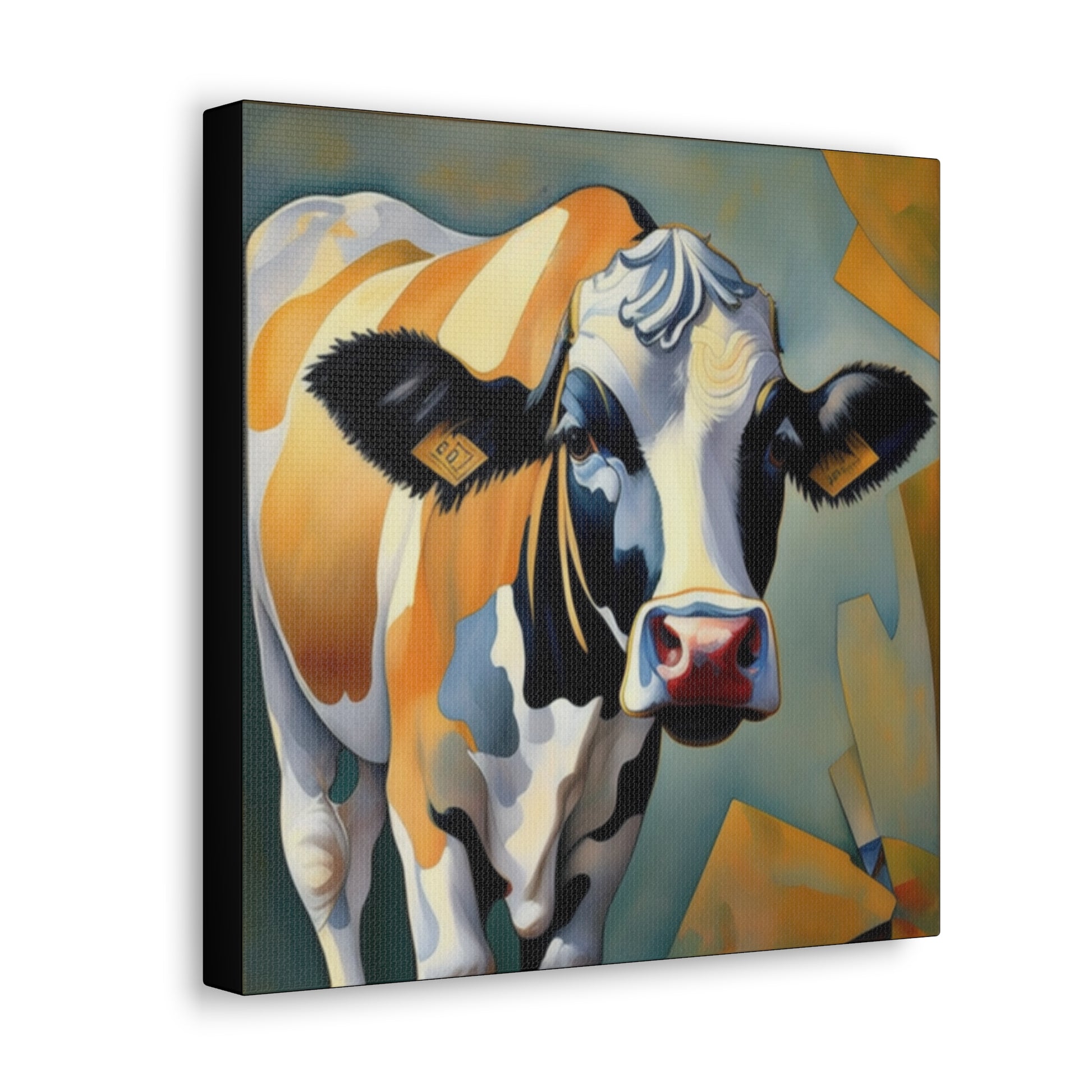 Cow Art Nouveau Canvas Gallery Wrap Print 12x12 inch 12″ x 12″ 1.25"