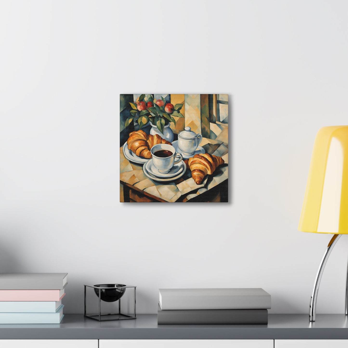 Croissants And Coffee 12x12 inch Canvas Print Kitchen Wall Art 12x12 Art & Wall Decor Canvas Fall Picks Hanging Hardware Home & Living Indoor Top Spring Products Valentine's Day promotion Canvas