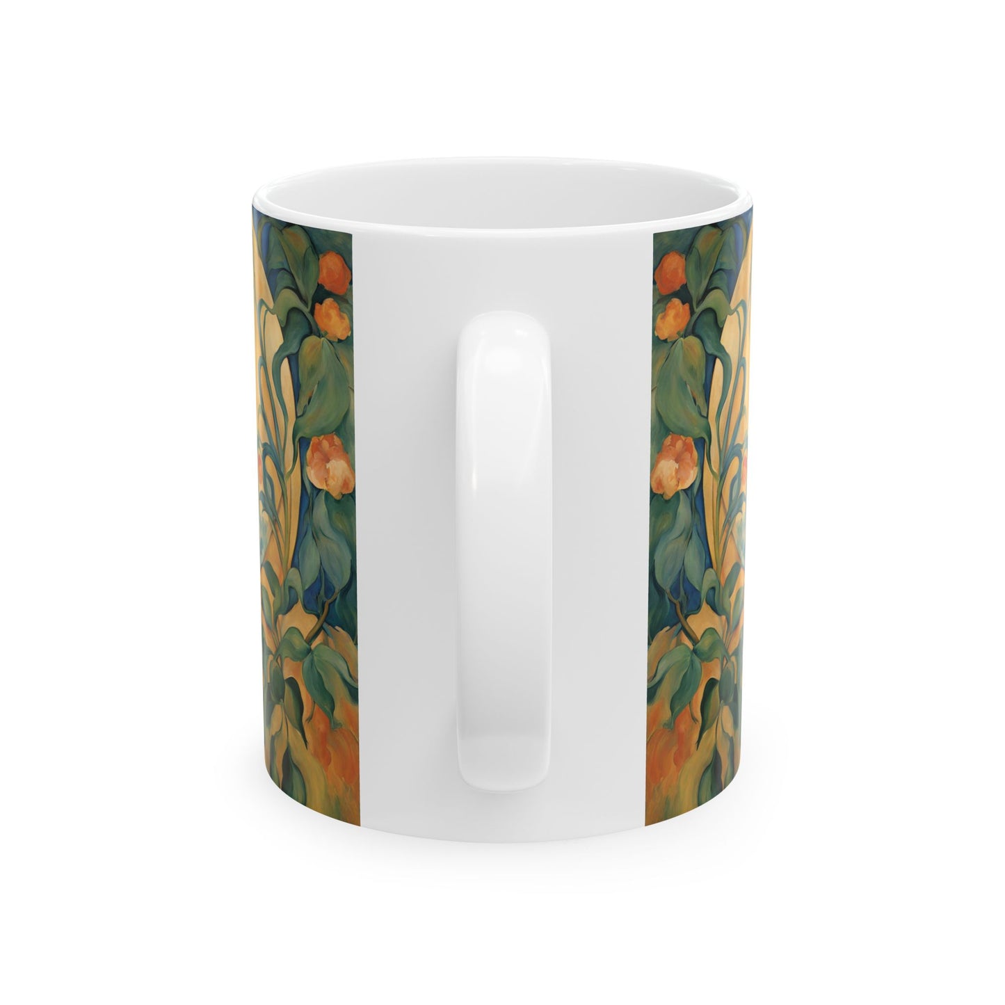 Peacock Coffee Mug Cup 11oz Art Nouveau Ceramic Mug