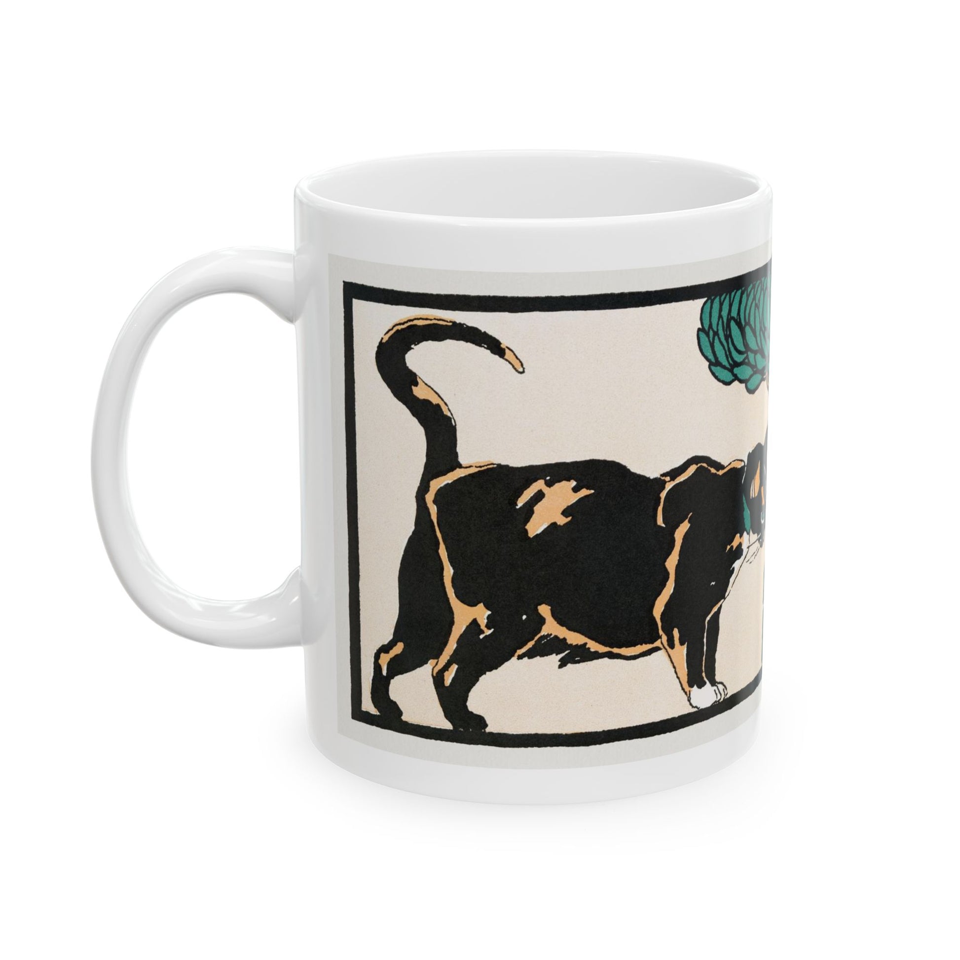 Cats Under A Tree Art Nouveau Ceramic Coffee Mug 11oz Edward Penfield Illustration 11oz cat cats Coffee Mugs Home & Living Kitchen mug Mugs Sublimation White base Mug