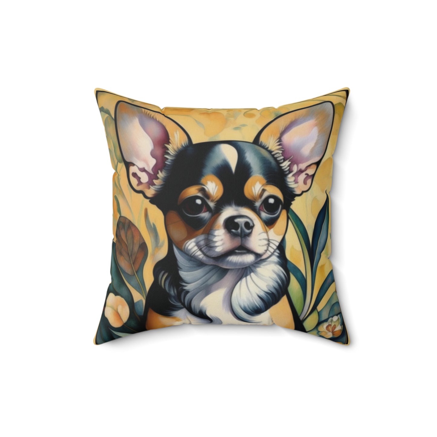 Chihuahua Dog Art Faux Suede Square Throw Pillow for Couch Sofa Bed