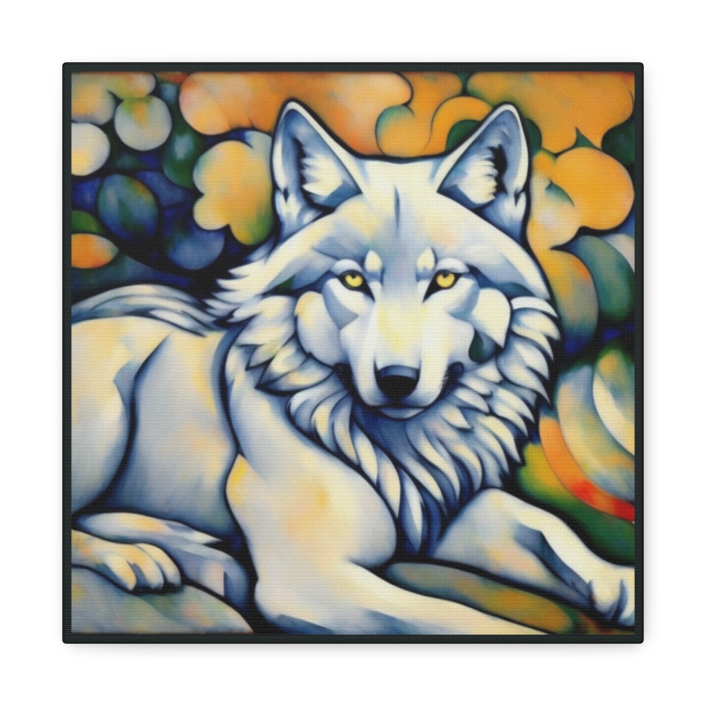 White Wolf Art Canvas Gallery Wrap 12x12 Inch