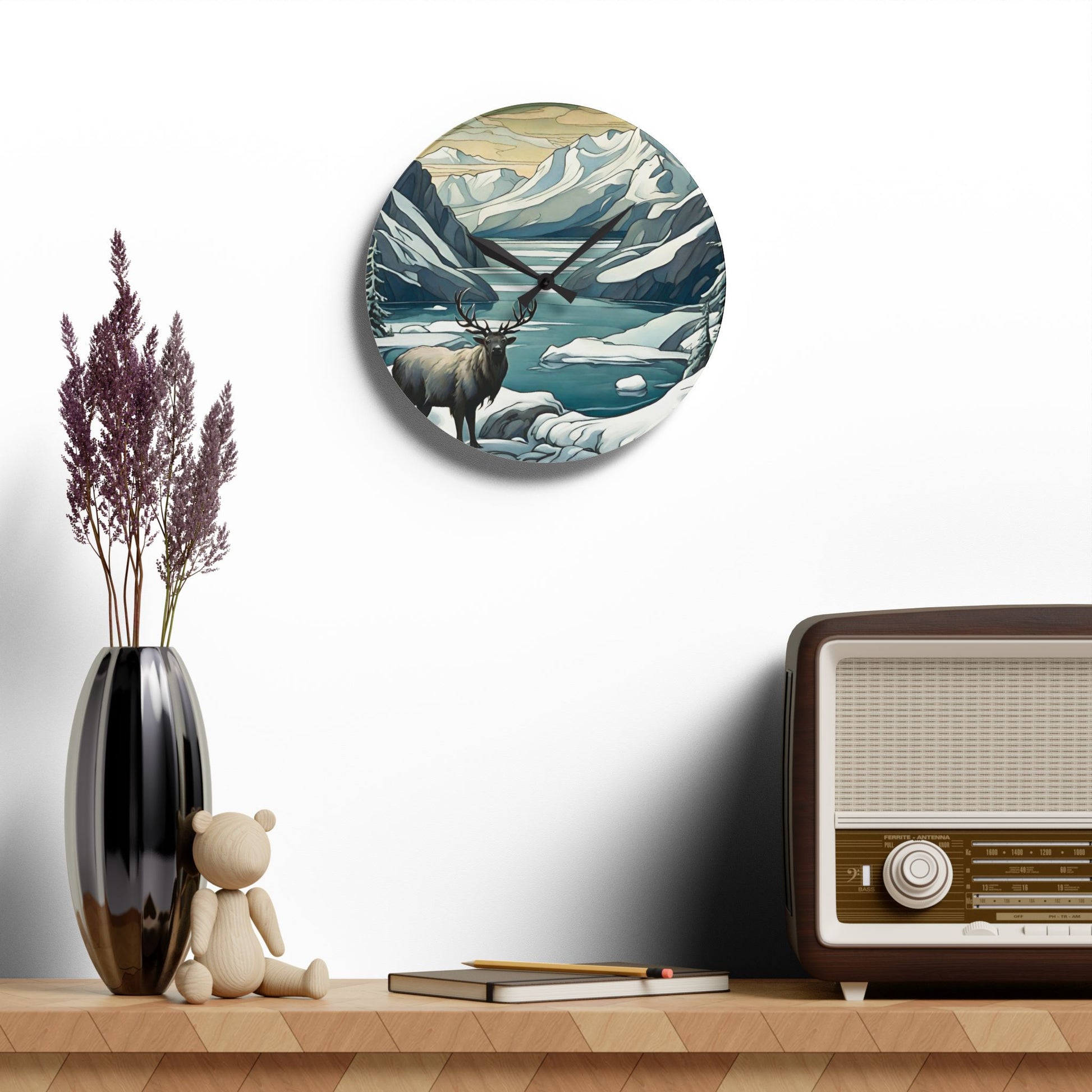 Arctic Landscape Art Acrylic Wall Clock 10.75 Inches Home Decor