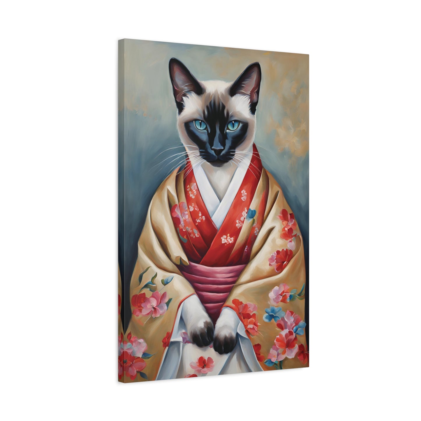 Siamese Cat In Kimono Art Canvas Print Wall Decor 20x30 Inch Ready To Hang Canvas 20″ x 30″ (Vertical) 1.25"