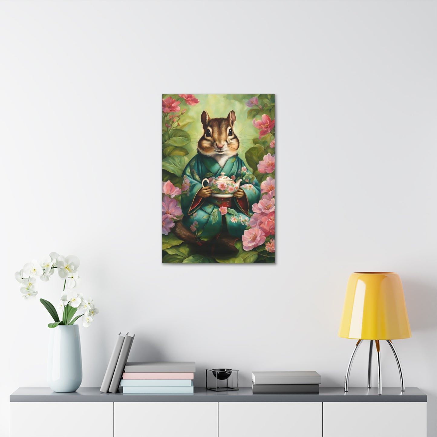 Chipmunk Serving Tea Art 20x30 Inch Canvas Wall Gallery Wrap Canvas