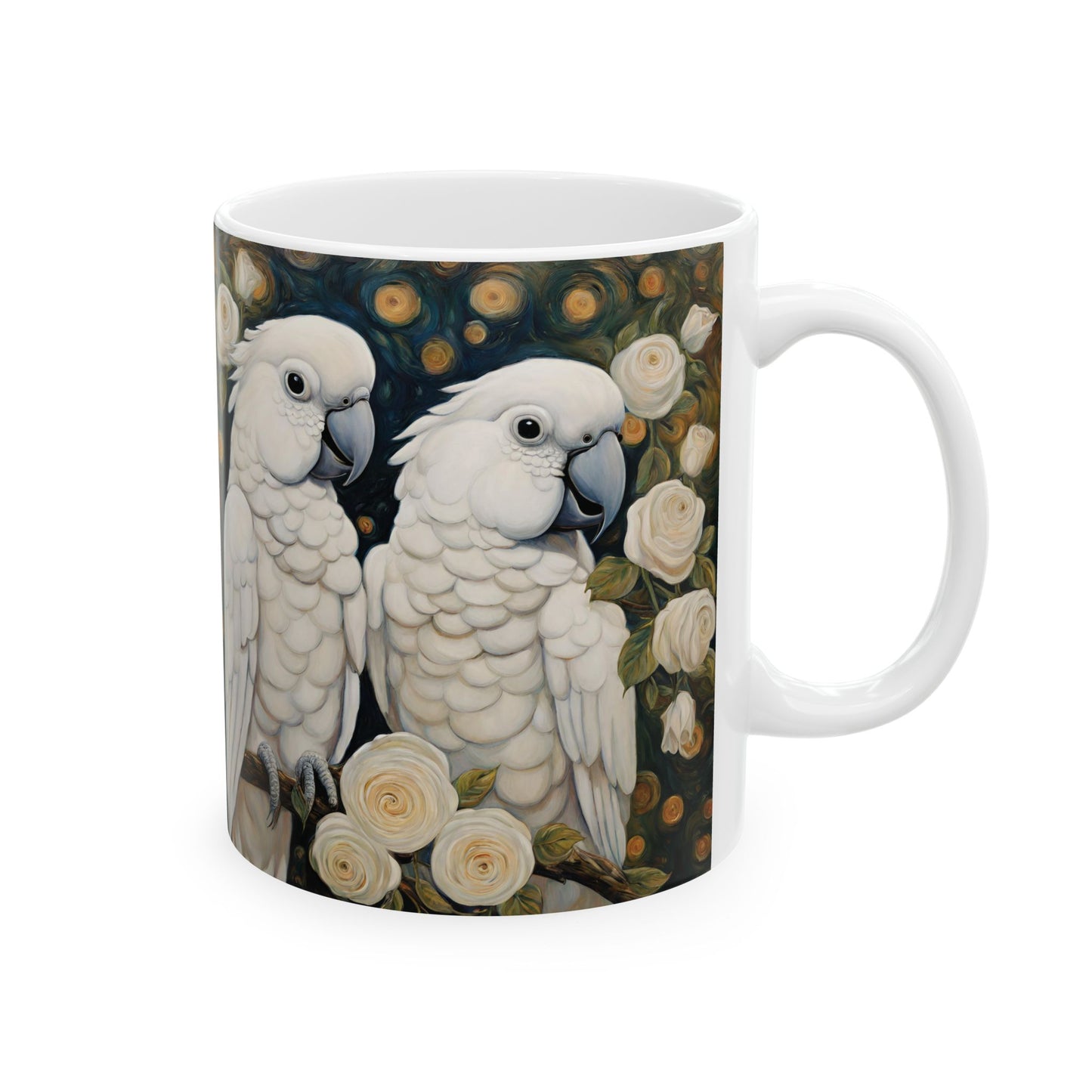 Parrots Roses Coffee Mug 11oz Art Ceramic Cup Mug