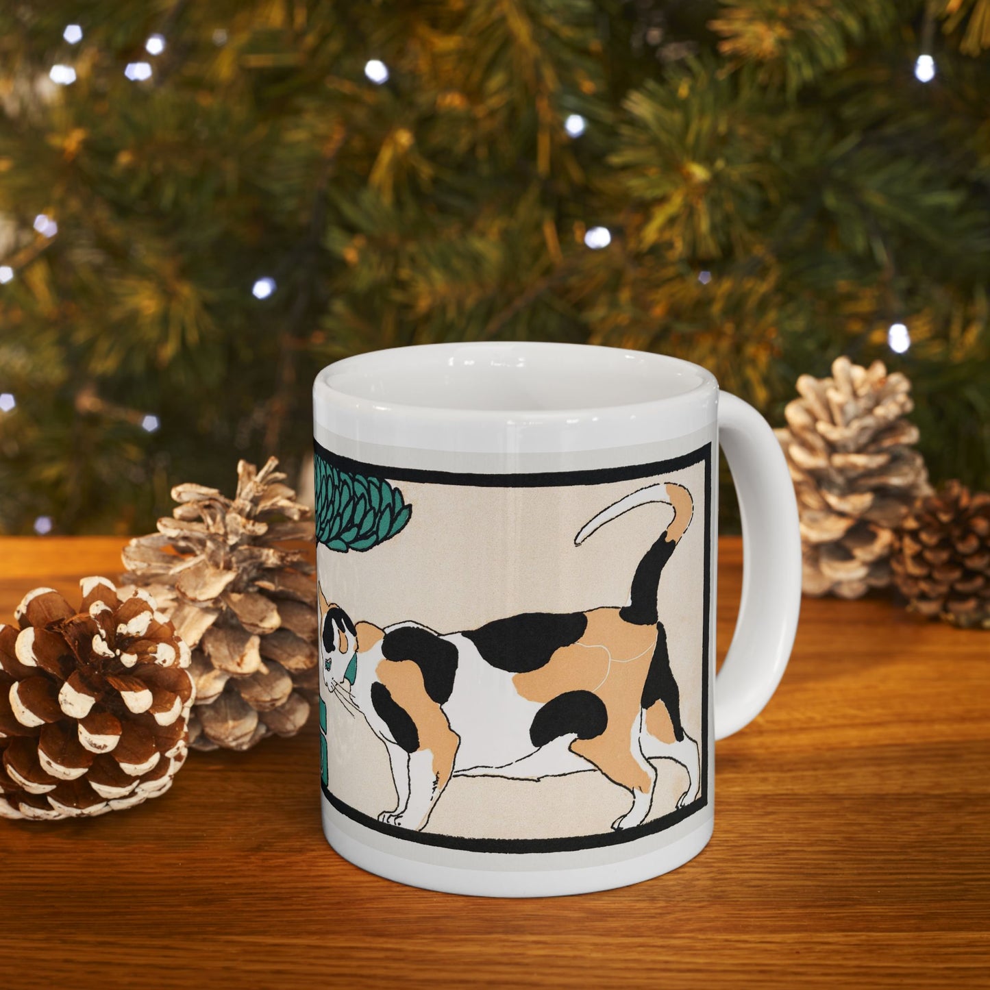 Cats Under A Tree Art Nouveau Ceramic Coffee Mug 11oz Edward Penfield Illustration 11oz cat cats Coffee Mugs Home & Living Kitchen mug Mugs Sublimation White base Mug