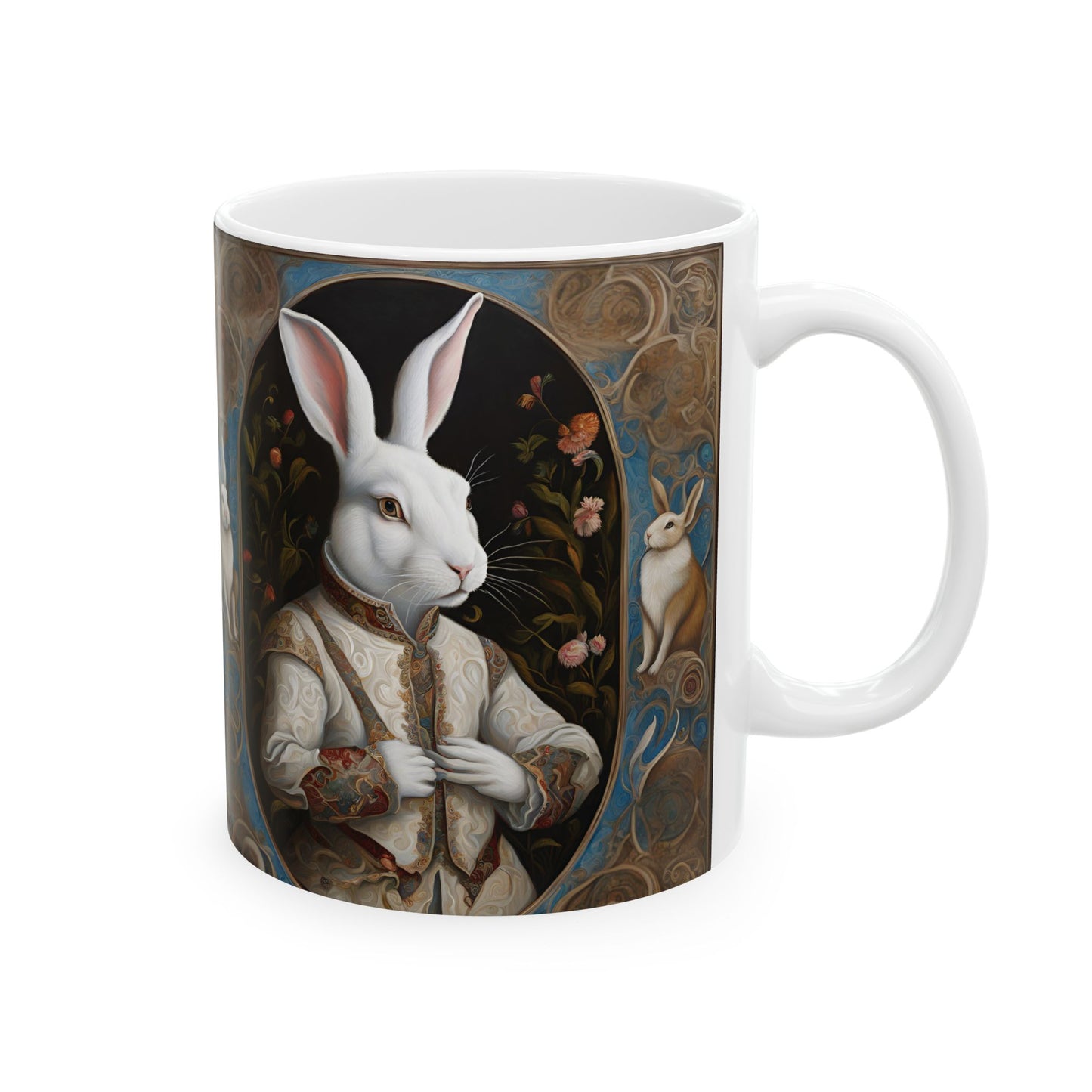 Regal Rabbit Coffee Mug Cup 11oz Fantasy Animal Art Ceramic Mug 11oz