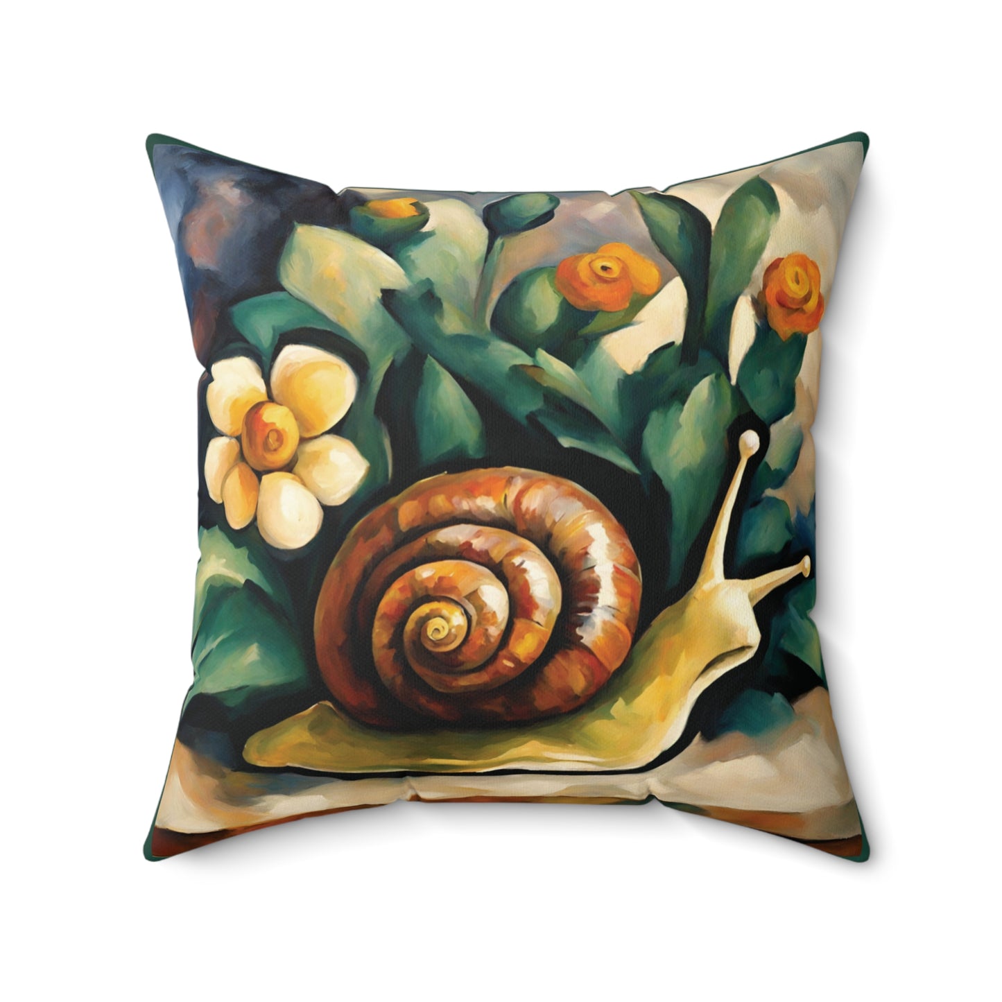 Snail Art Faux Suede Square Throw Pillow for Couch Sofa Bed