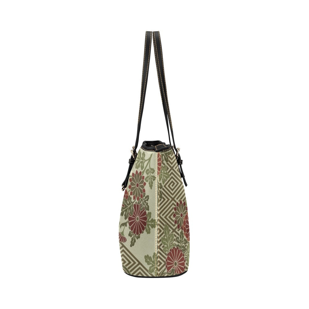 Japanese Flower Pattern Shoulder Tote Bag 17.5" x 11" PU Leather Carry On 17.5" x 11" Art Carry On Japan Japanese Landscape PU Leather Shoulder Bag Tote Tote Bag Tote Bag