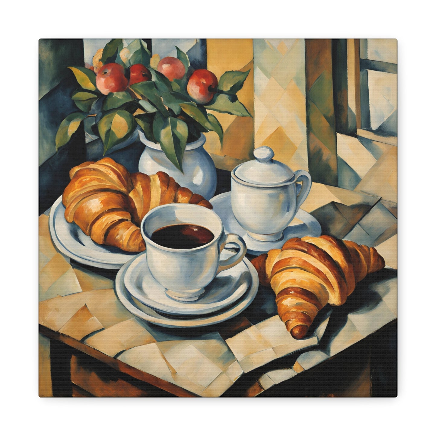 Croissants And Coffee 12x12 inch Canvas Print Kitchen Wall Art 12x12 Art & Wall Decor Canvas Fall Picks Hanging Hardware Home & Living Indoor Top Spring Products Valentine's Day promotion Canvas