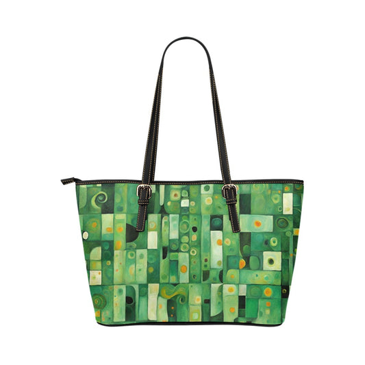 Shoulder Tote Bag Green Modern Art 17.5" x 11" PU Leather Carry On 17.5" x 11" Abstract Pattern Art Carry On Green Modern Modern Art PU Leather Shoulder Bag Tote Tote Bag Tote Bag